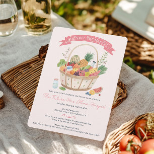 Farmer Basket Off the market floral bridal shower Invitation