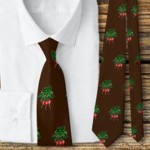 Farmer Beets Pattern Brown Neck Tie