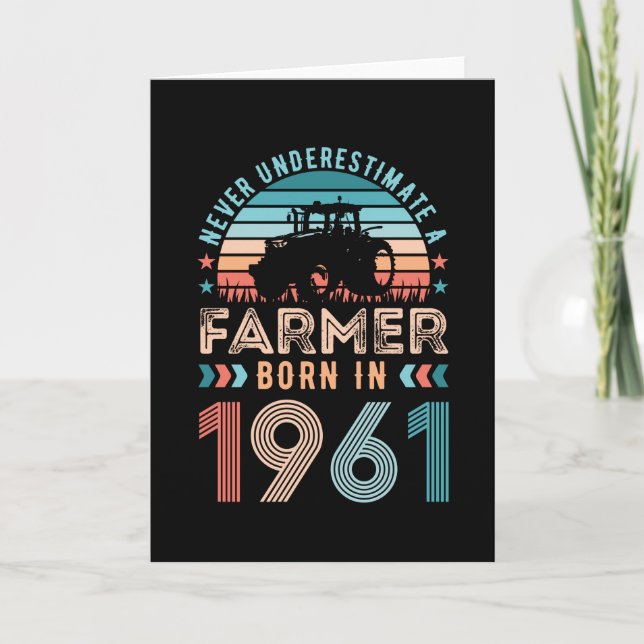 Farmer born 1961 60th Birthday Farming Gift Retro Card (Front)