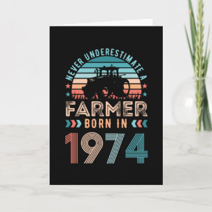 Farmer born 1974 50th Birthday Farming Gift Retro Card