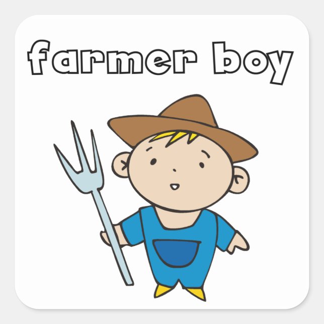 Farmer Boy Square Sticker (Front)