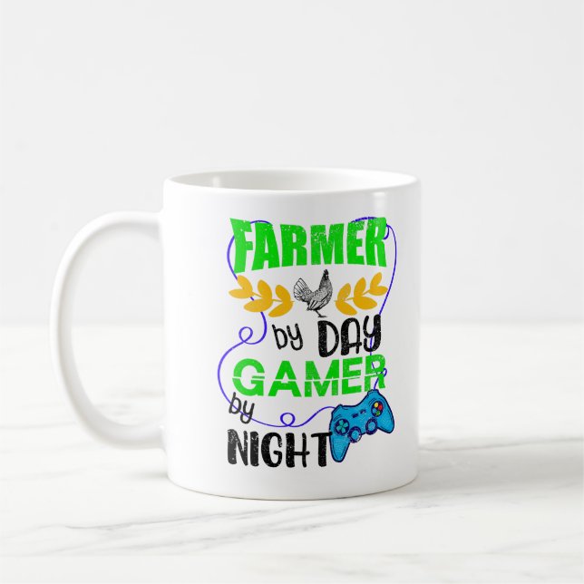 Farmer by Day Gamer by Night Coffee Mug (Left)