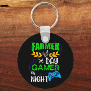 Farmer by Day Gamer by Night, Gaming Farmer Key Ring