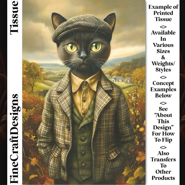 Farmer Cat Portrait In Countryside CM2 Decoupage Tissue Paper (Creator Uploaded)