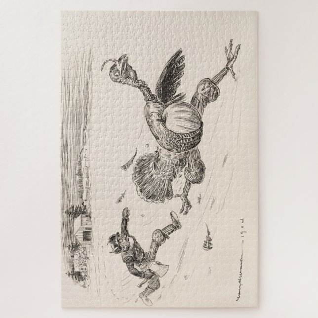 Farmer Chasing Turkey - William Walker Jigsaw Puzzle (Vertical)