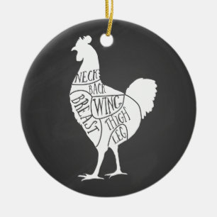 farmer chicken butcher meat cuts art small holder ceramic ornament