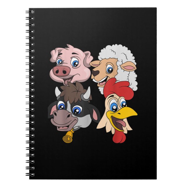 Farmer Cute Pig Sheep Cow Chicken Gift Notebook (Front)