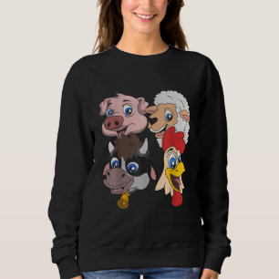 Farmer Cute Pig Sheep Cow Chicken Gift Sweatshirt