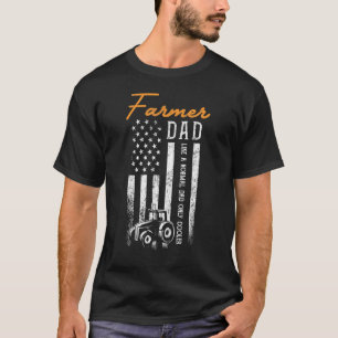 Farmer Dad Like A Normal Dad Only Cooler Usa Flag T-Shirt