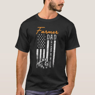 Farmer Dad Like A Normal Dad Only Cooler Usa Flag  T-Shirt