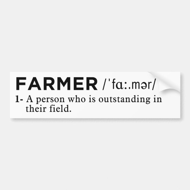 farmer definition white bumper sticker (Front)