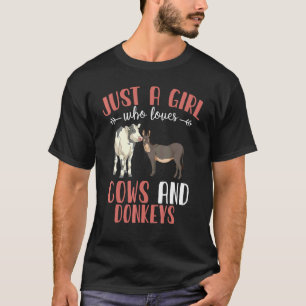 Farmer Donkey Farm Animal Girls Animal Women Cow T-Shirt