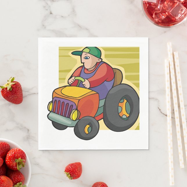 Farmer Driving Tractor Farm Vehicle Napkin (Creator Uploaded)