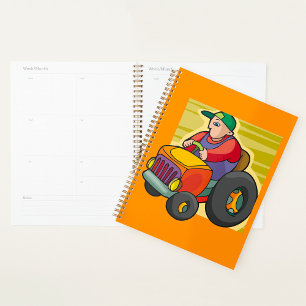 Farmer Driving Tractor Farm Vehicle Planner