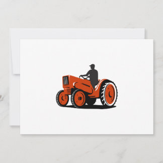 Farmer Driving Vintage Tractor Retro