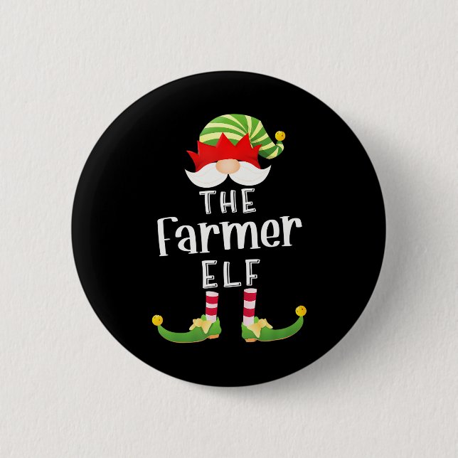 Farmer Elf Group Christmas Funny Pajama Party 6 Cm Round Badge (Front)