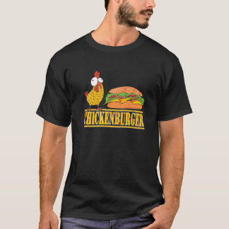 Farmer Farm Chicken Funny Fast Food Chicken Burger T-Shirt