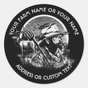 Farmer Farm Owner Agriculturer With A Deer Classic Round Sticker