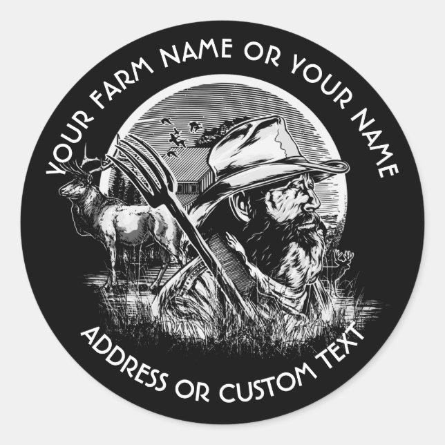 Farmer Farm Owner Agriculturer With A Deer Classic Round Sticker (Front)
