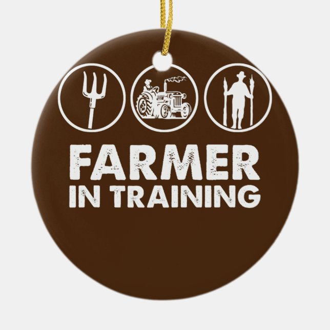 Farmer Farm Tractor Farming Agriculture Farmer In Ceramic Ornament (Front)