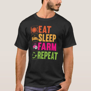 Farmer Farming Humour Farm Life Repeat Barn Ranche T-Shirt