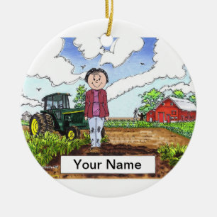 Farmer - Female Ceramic Tree Decoration