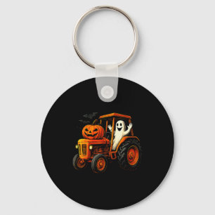 Farmer Ghost Tractor Pumpkin Soky Season Halloween Key Ring