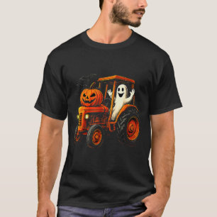 Farmer Ghost Tractor Pumpkin Soky Season Halloween T-Shirt