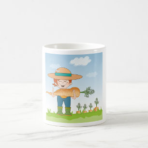Farmer Girl with Giant Carrot Gardening  Coffee Mug