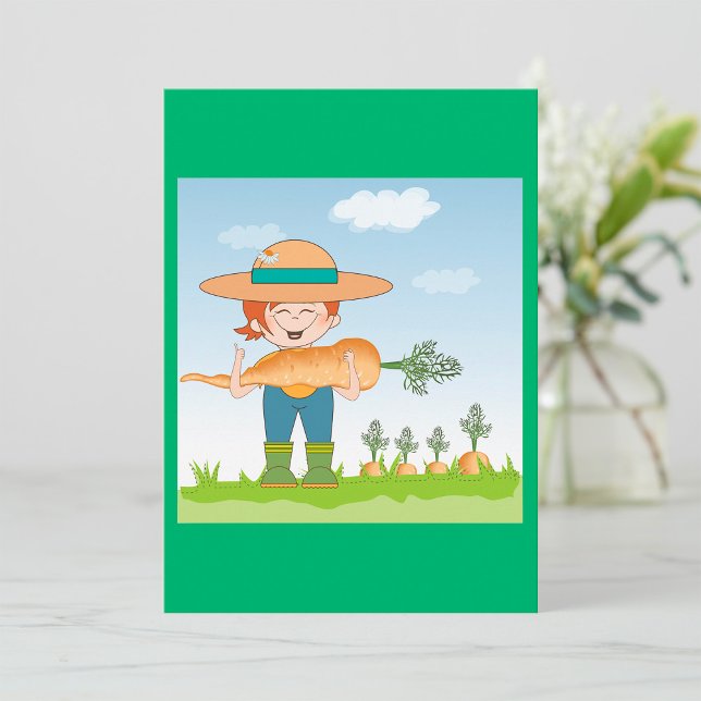 Farmer Girl with Giant Carrot Gardening  Invitation (Creator Uploaded)