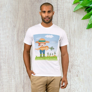 Farmer Girl with Giant Carrot Gardening  T-Shirt