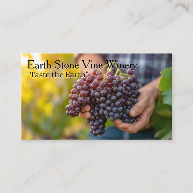 Farmer Harvesting Grapes | Winery Business Card (Front)