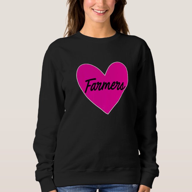 Farmer Heart Graphic Cow Farmer Agriculture Tracto Sweatshirt (Front)