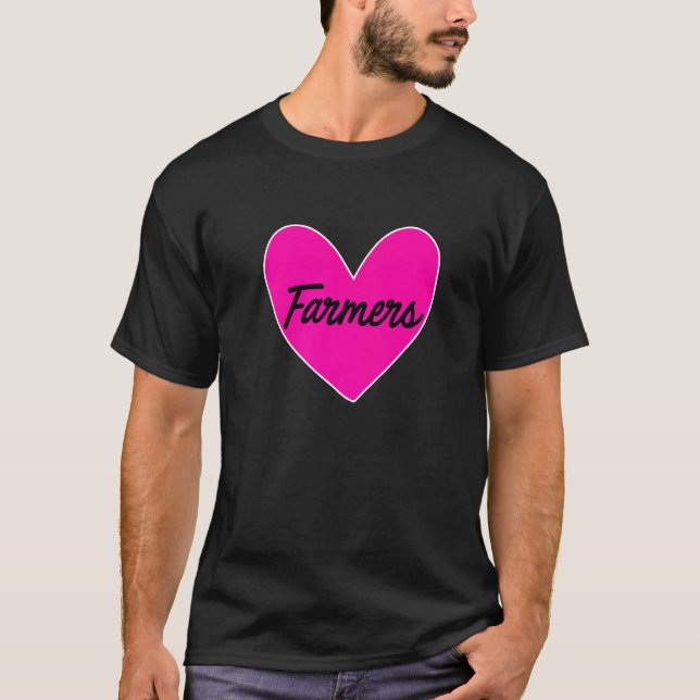Farmer Heart Graphic Cow Farmer Agriculture Tracto T-Shirt (Front)