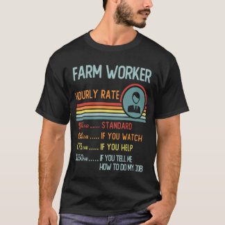 Farmer Hourly Rate T-Shirt Retro Job Title