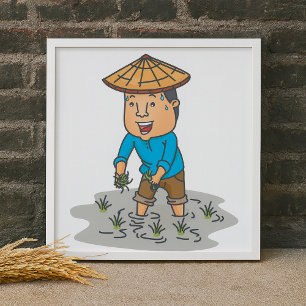 Farmer In A Rice Field Poster