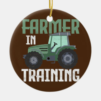 Farmer in Training Animal Farming Farm Cattle  Ceramic Ornament