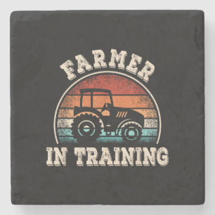 Farmer in Training Tractor Funny Farming Boys Girl Stone Coaster