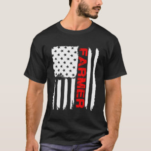 Farmer July 4 American Flag Shirt Farm Cow Tractor