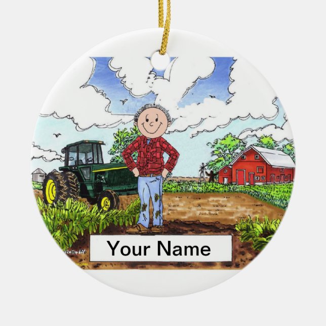 Farmer - Male Ceramic Ornament (Front)