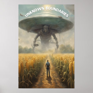 Farmer Meets Alien and UFO in Cornfield  Poster