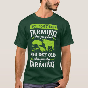 Farmer Old Woman Man Farming Grandma Grandpa Gift T-Shirt