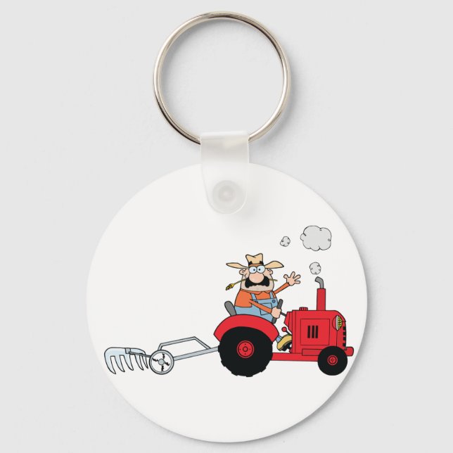 Farmer On A Tractor Keychain (Front)