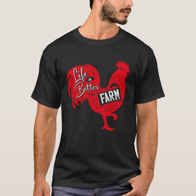 Farmer  On The Farm  Rooster T-Shirt (Front)