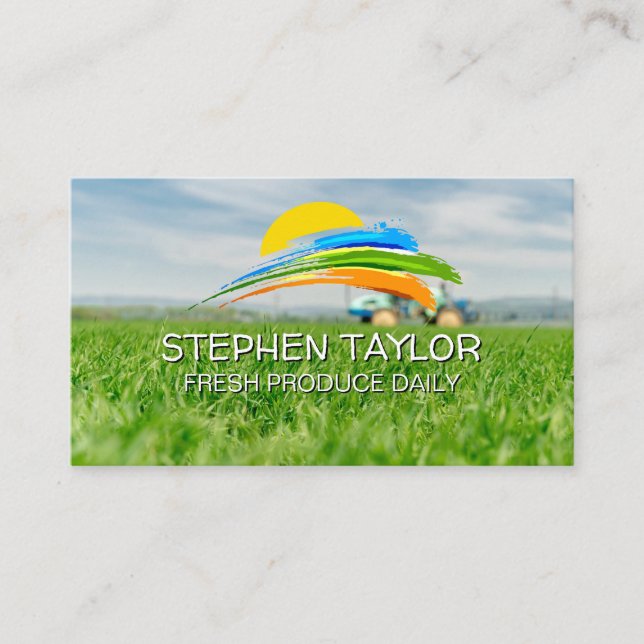Farmer on Tractor | Farmland Business Card (Front)