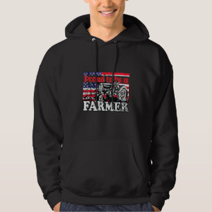 Farmer Patriot American Flag Tractor Hoodie
