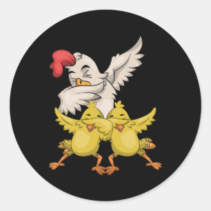 Farmer Poultry Family Animal Dabbing Farm Bird Chi Classic Round Sticker