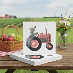 Farmer Riding A Tractor Napkins