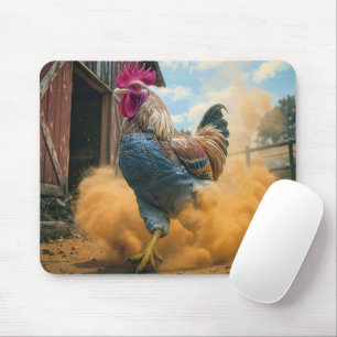 Farmer Rooster Kicking Up Dust Mouse Pad
