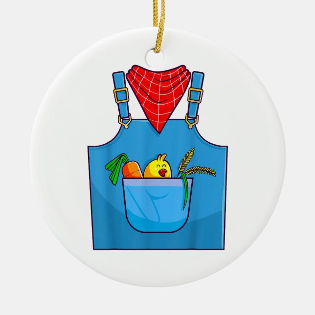 Farmer Simple Cute Farm  Ceramic Ornament (Front)